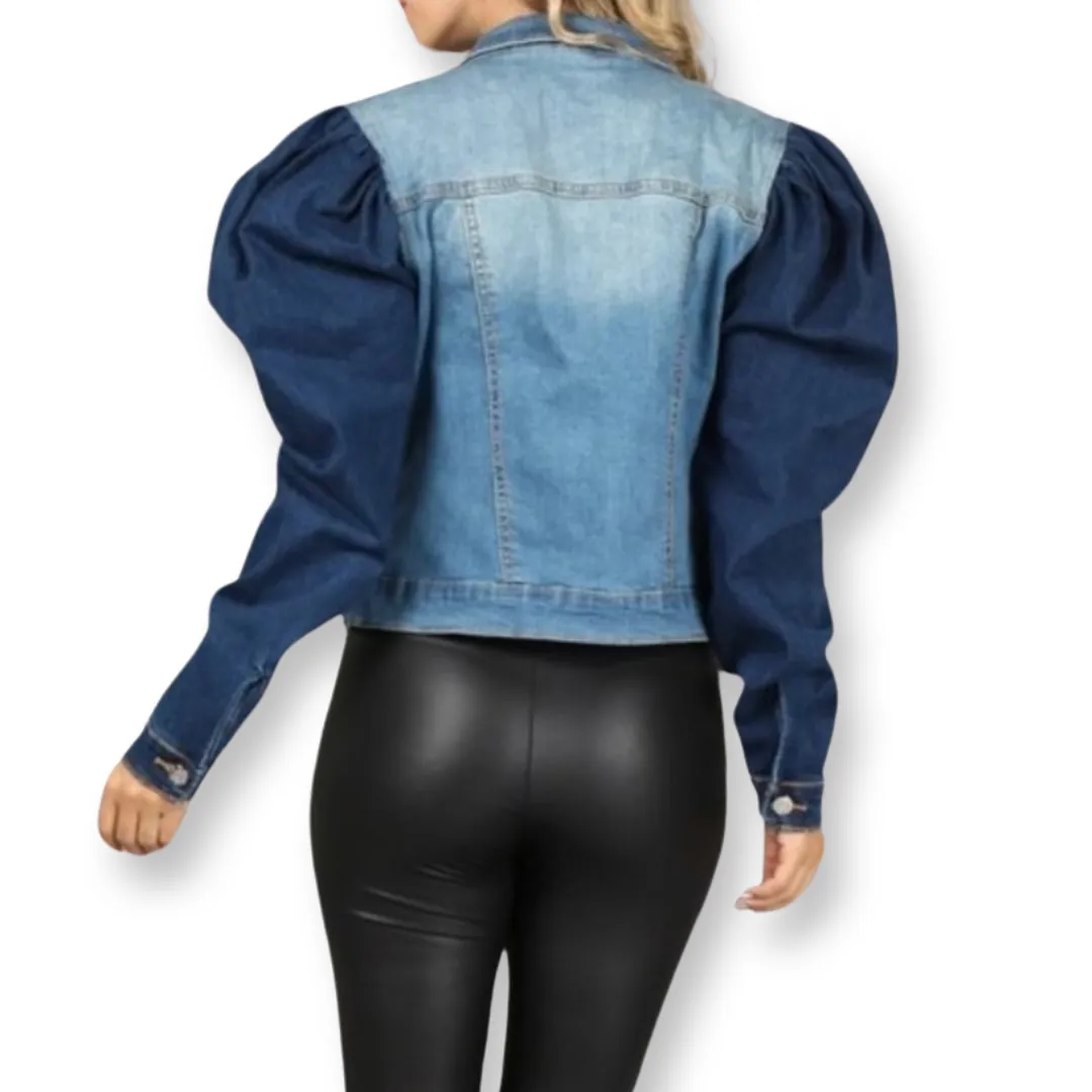 Denim two tone puffer Jacket