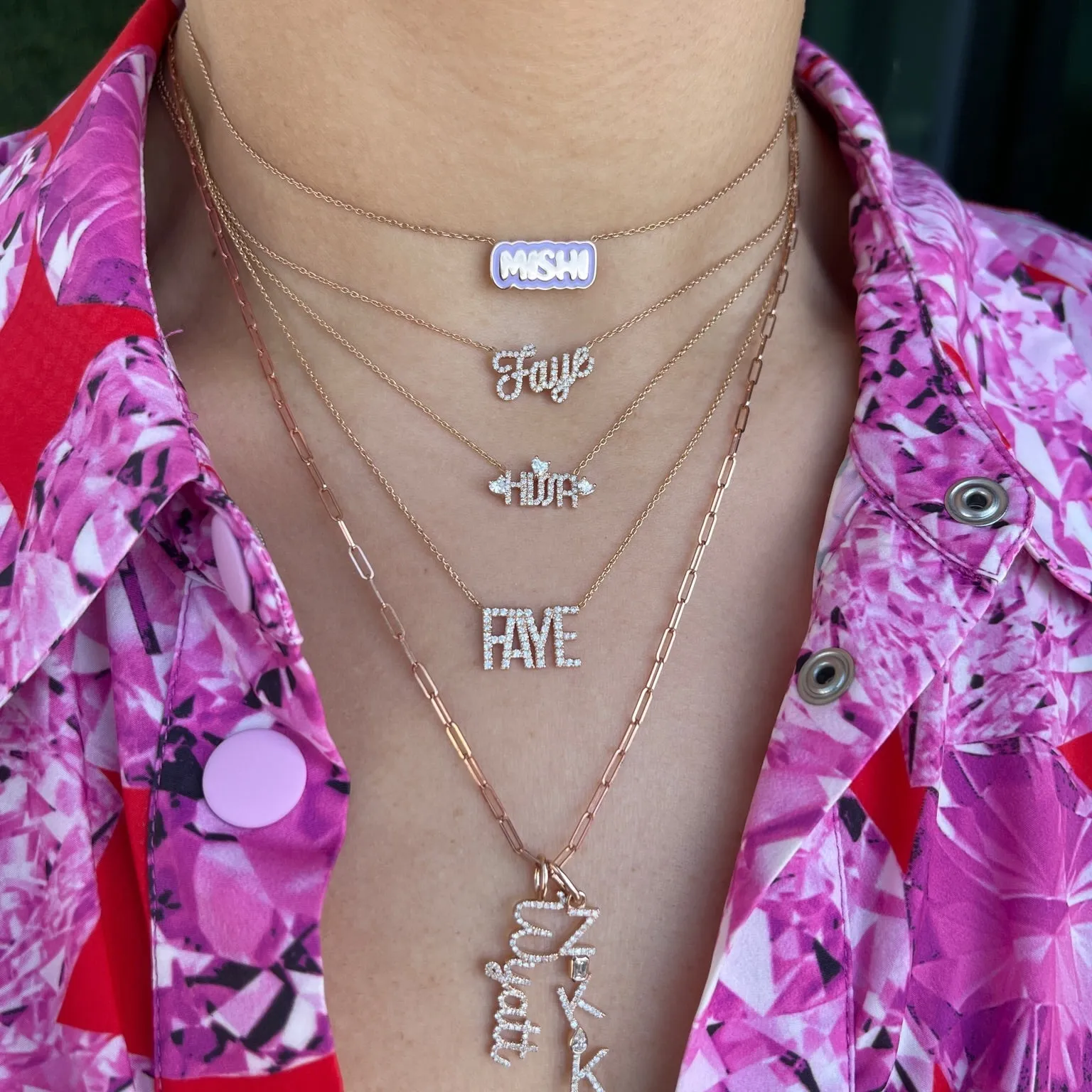 Diamond Custom Name Necklace with Floating Heart Diamond