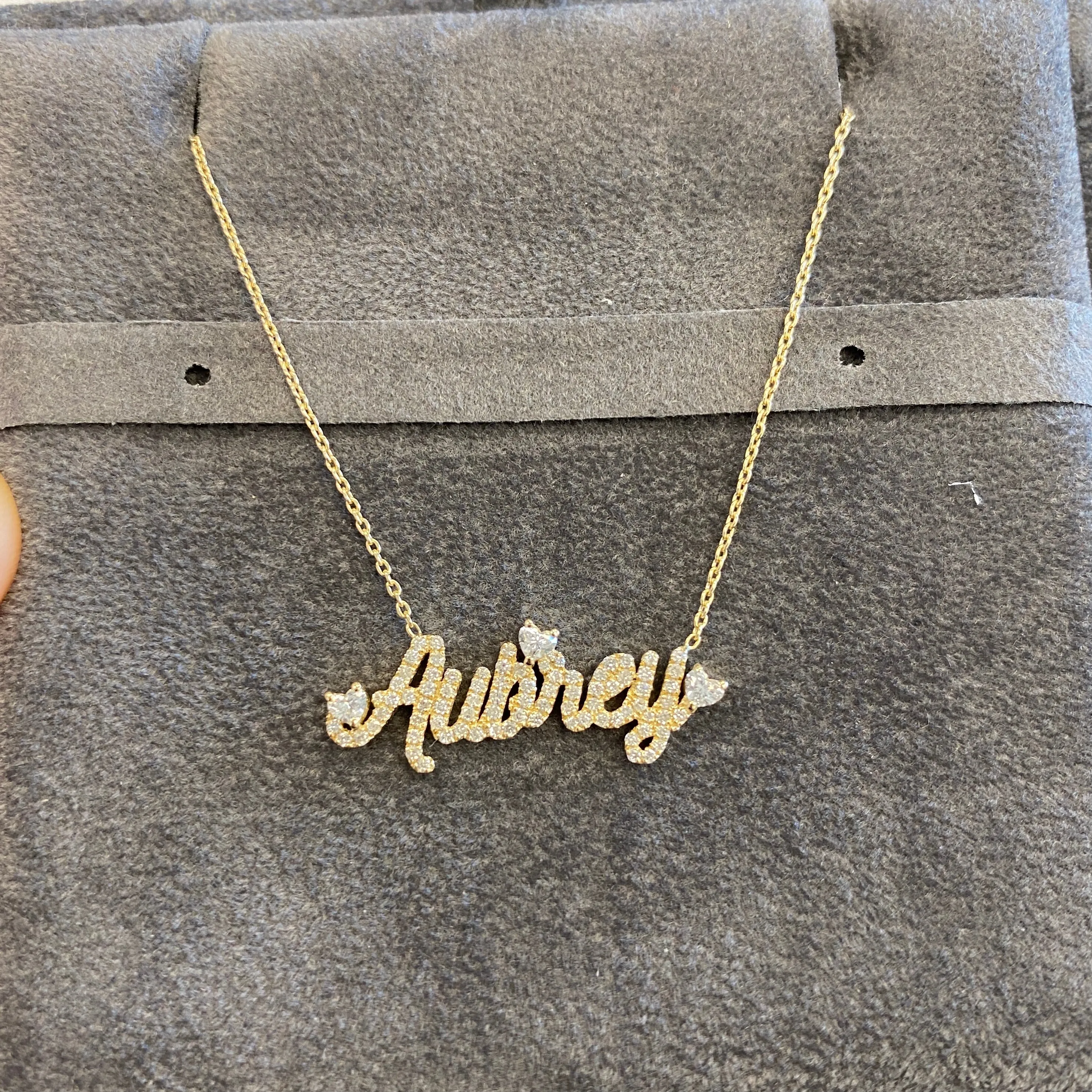 Diamond Custom Name Necklace with Floating Heart Diamond