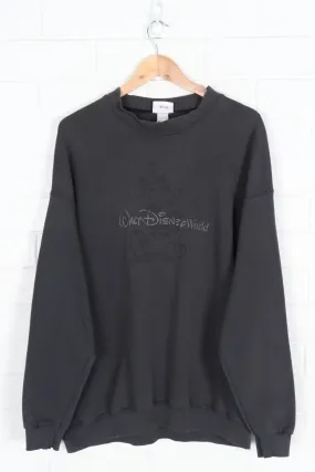 DISNEY Mickey Mouse Debossed & Embroidered Charcoal Sweatshirt (XL-XXL)