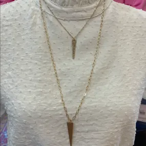 Double Arrow Layered Gold Necklace