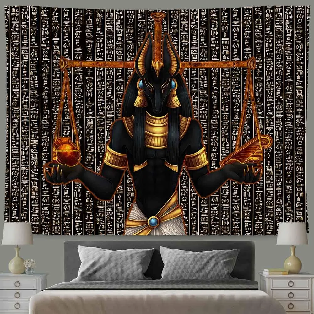 Egyptian Anubis Statue Tapestry Ancient Egypt Religious Mythical Tapestries