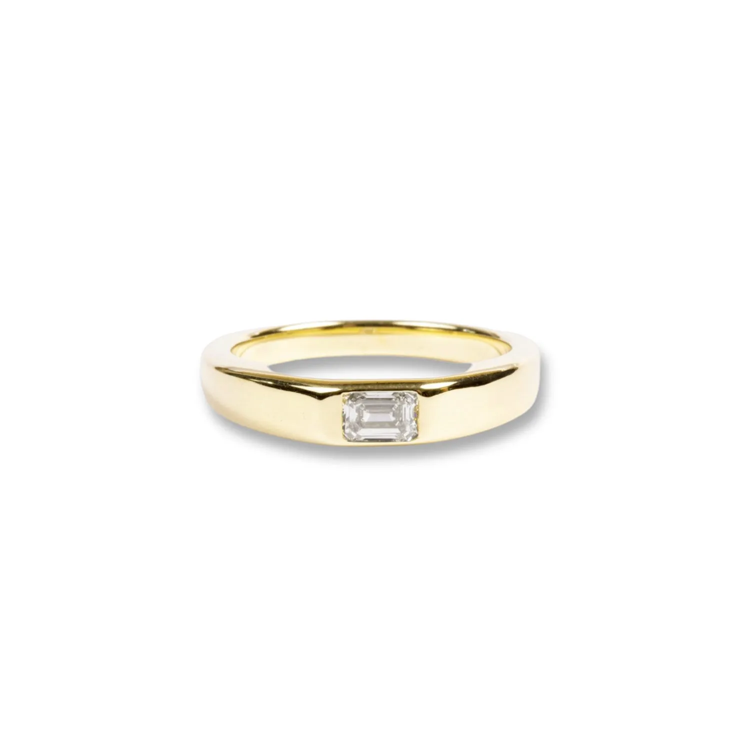 Emerald Cut Diamond Bezel Band