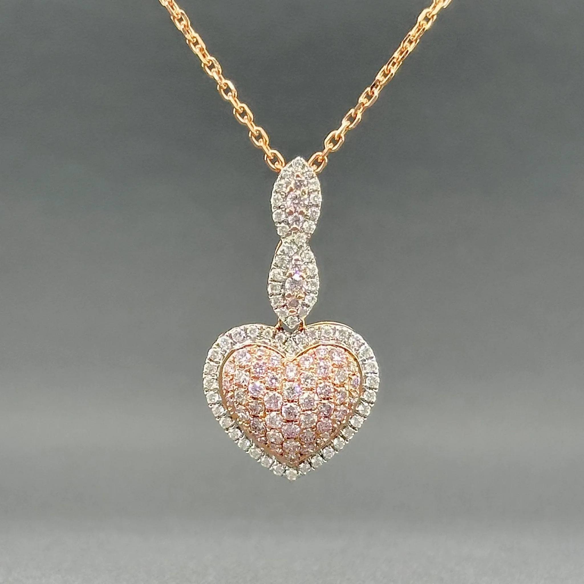 Estate 14K R Gold 0.63cttw H-I/SI1-2 Diamond Heart Pendant