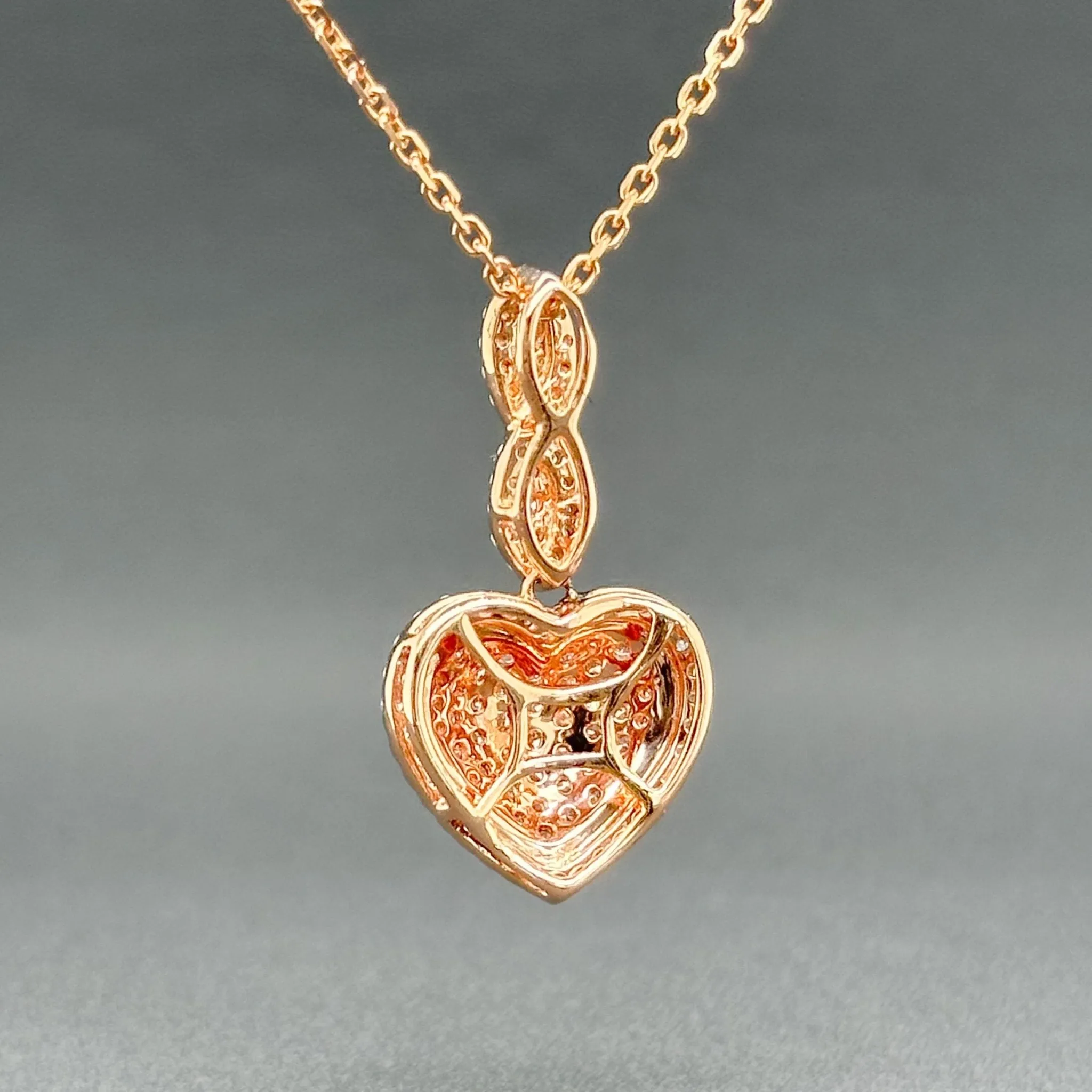 Estate 14K R Gold 0.63cttw H-I/SI1-2 Diamond Heart Pendant