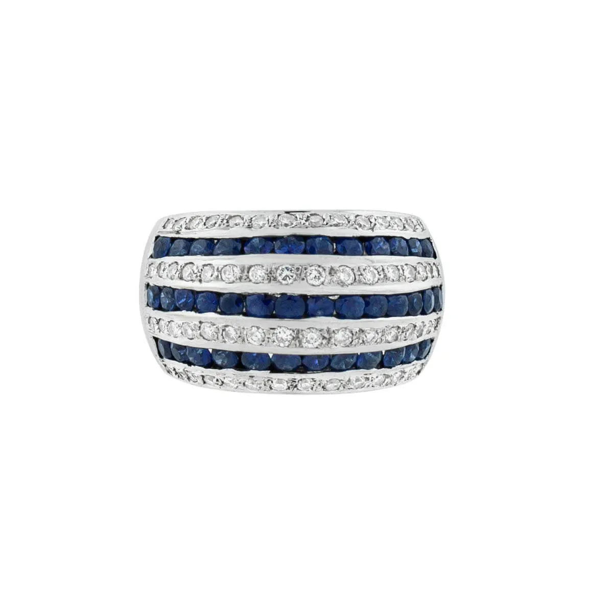 Estate 18kt Diamond   Sapphire Striped Dome Ring