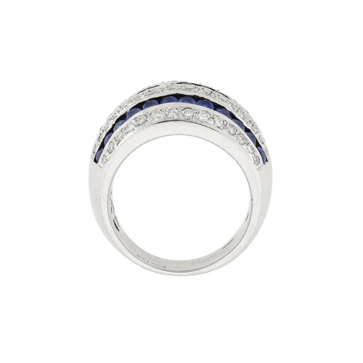 Estate 18kt Diamond   Sapphire Striped Dome Ring