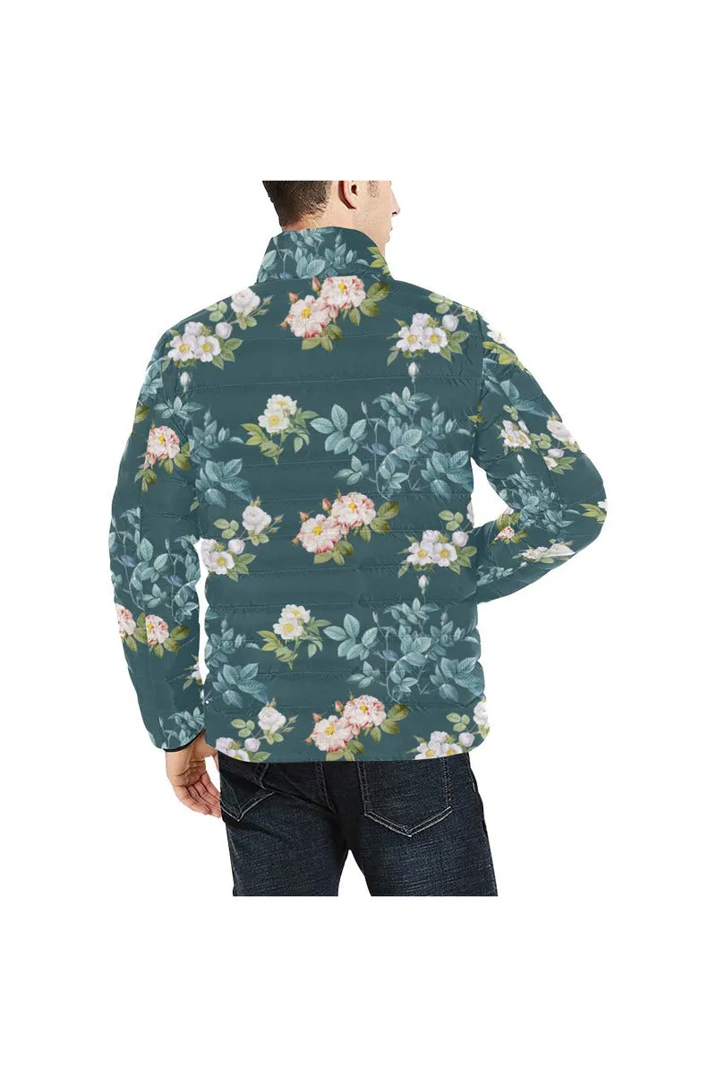 Floral Unisex Stand Collar Padded Jacket