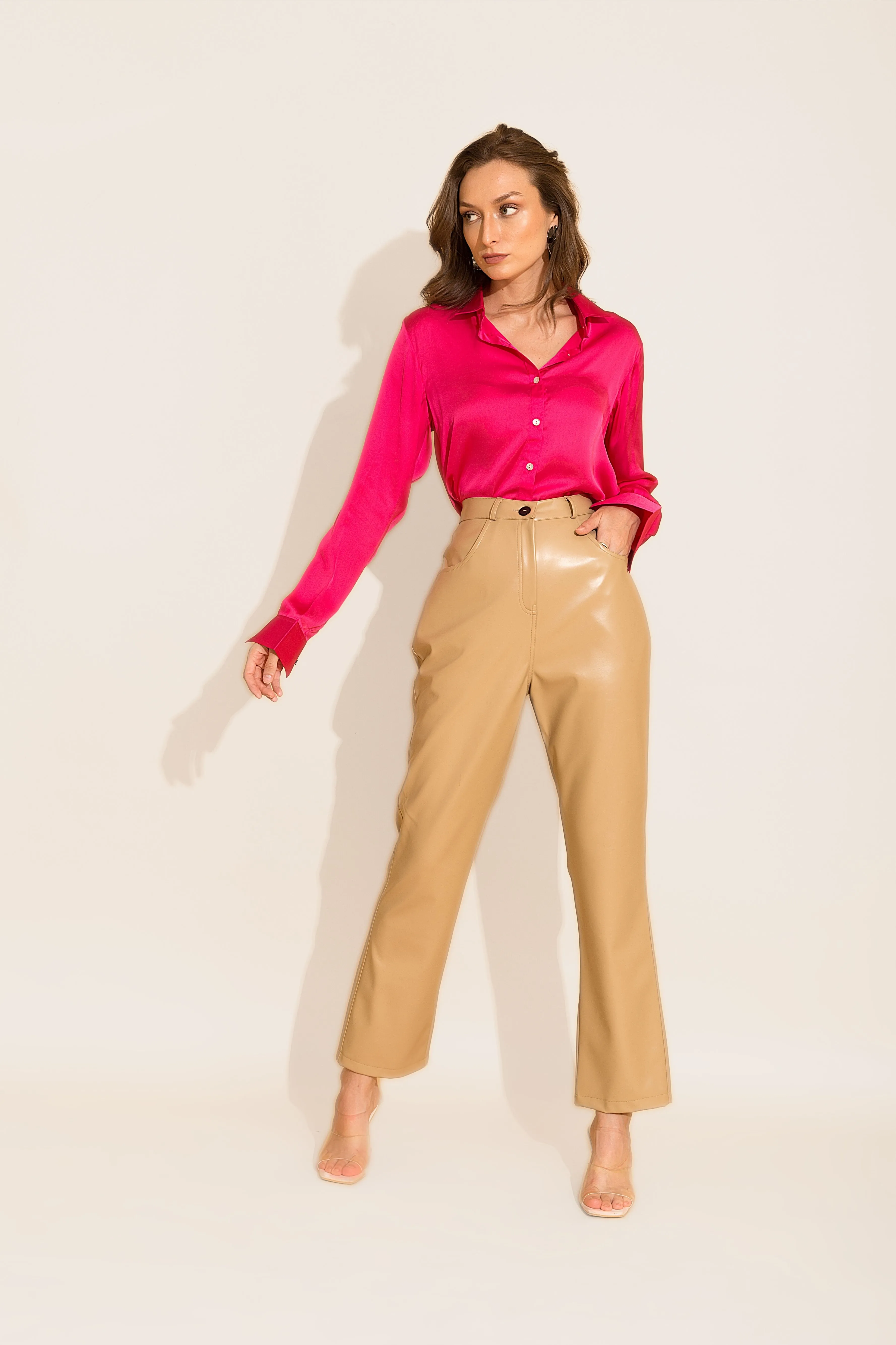 Fuchsia Satin Shirt