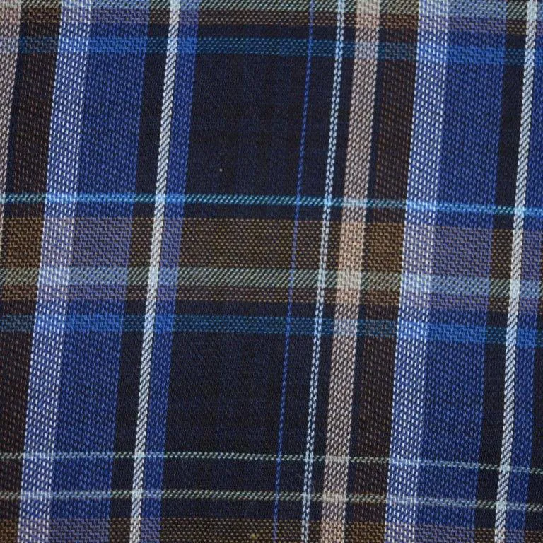 'FX Fusion' Men's Plaid Button Down - Royal / Brown / Black