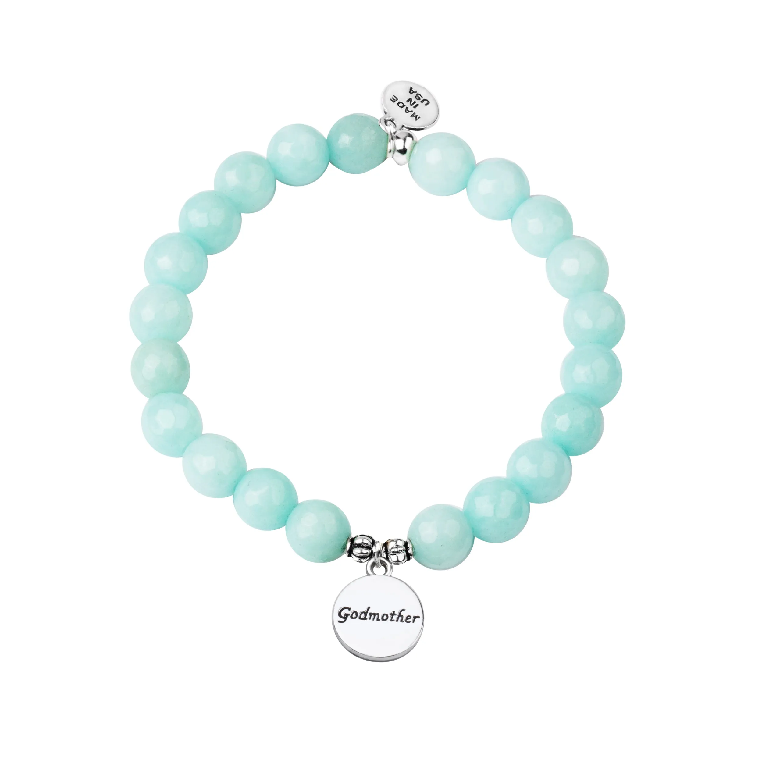 Godmother | Stone Beaded Charm Bracelet | Tiffany Blue Agate