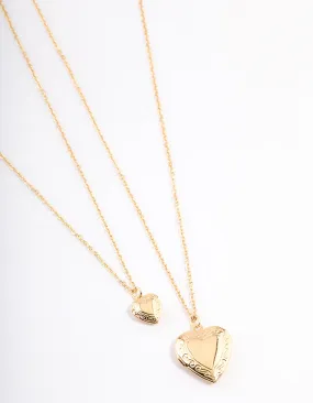 Gold Plated Heart Locket Necklace Pack