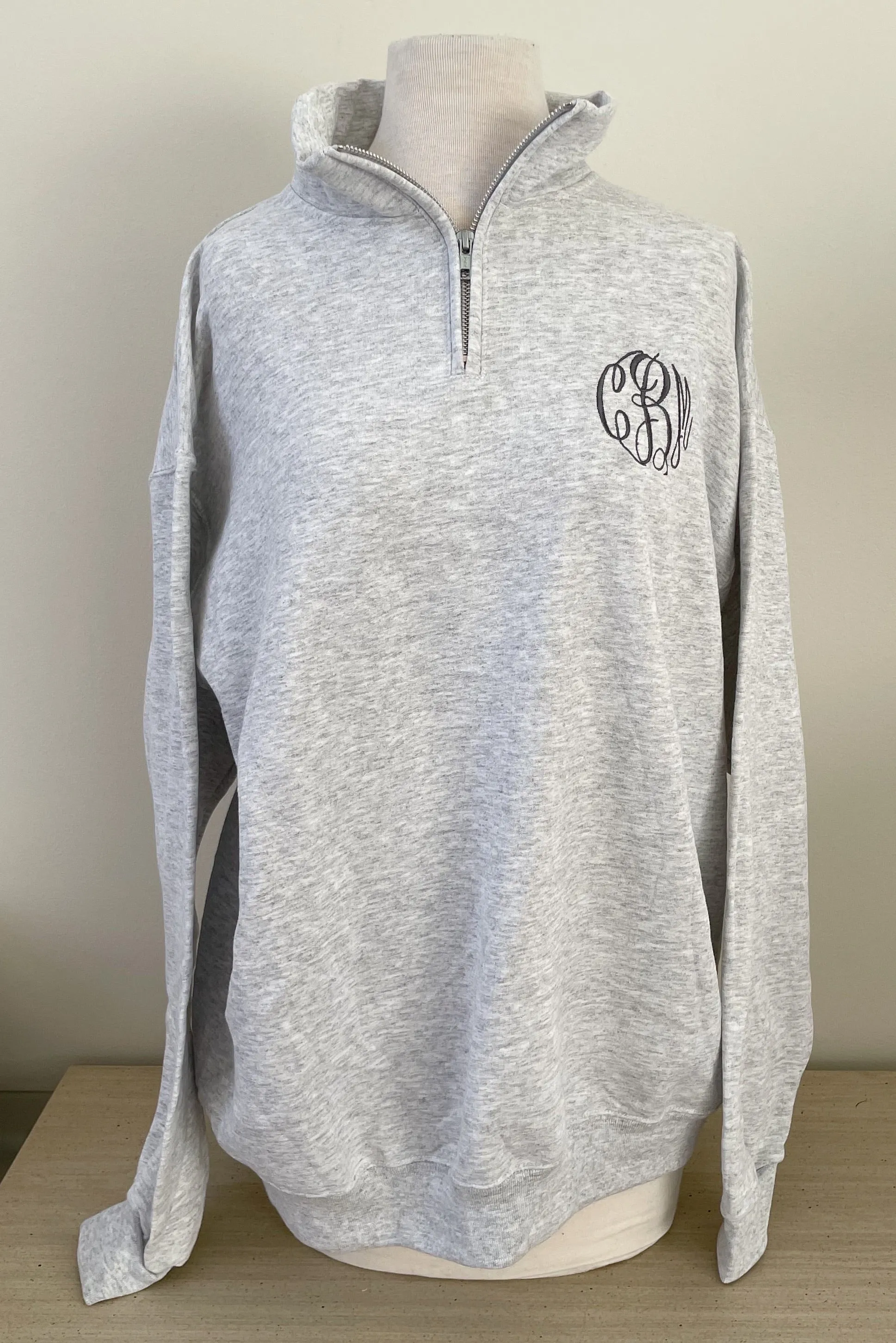 Grey Monogram Quarter Zip Sweatshirt