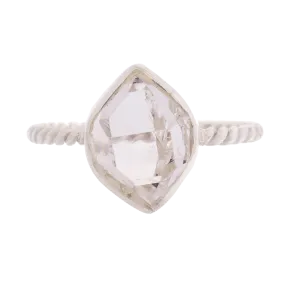 Herkimer Diamond Quartz Twist Band Ring