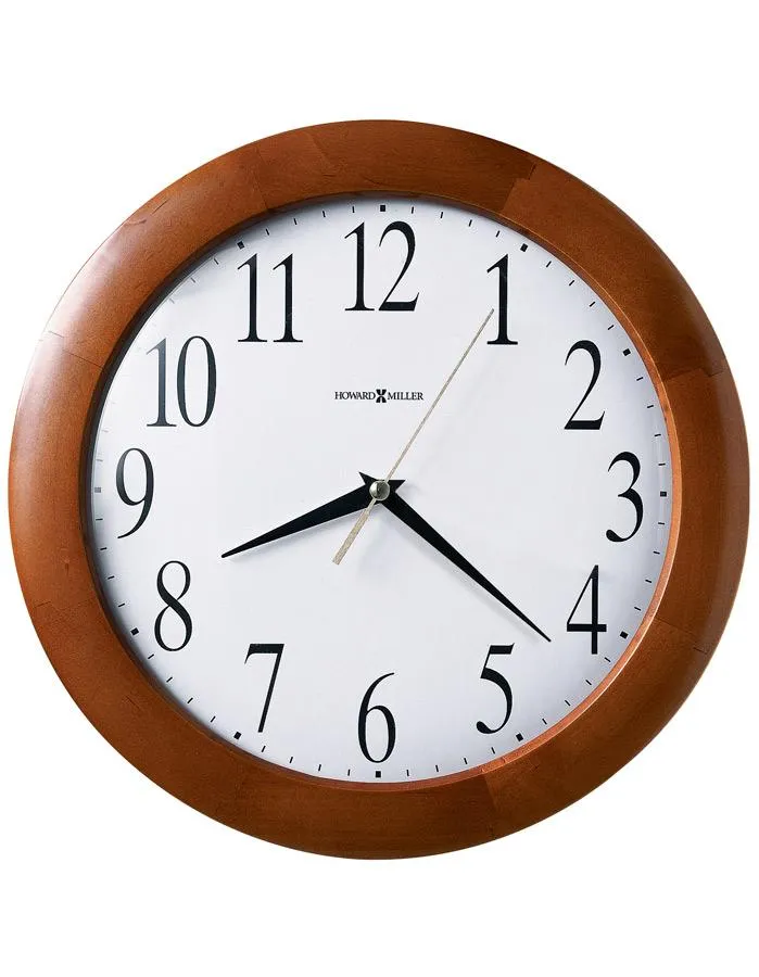 Howard Miller Corporate Wall Clock - Cherry Finish Wood Case - White Dial