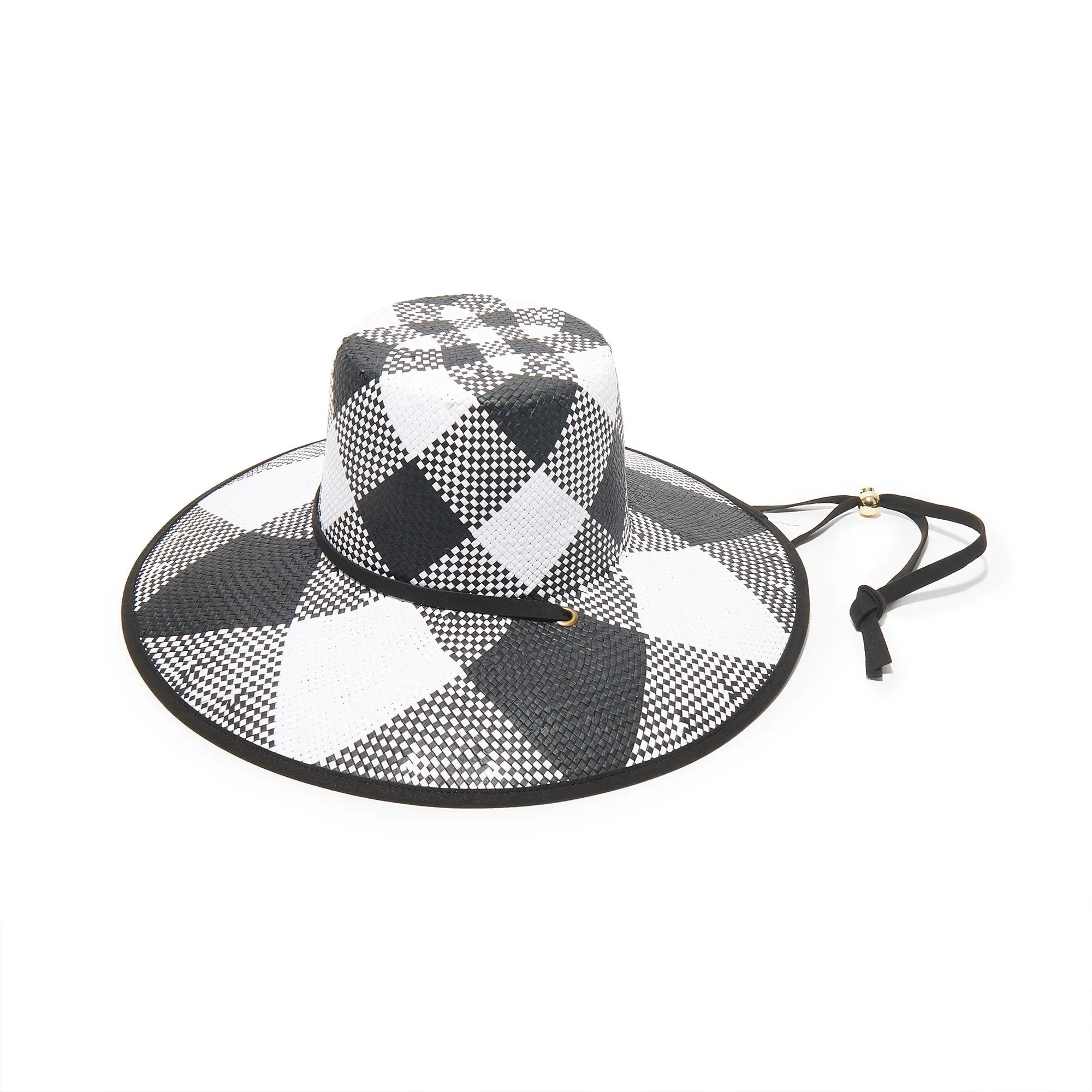 JET IVORY BRIELLE CHECKERED STRAW HAT