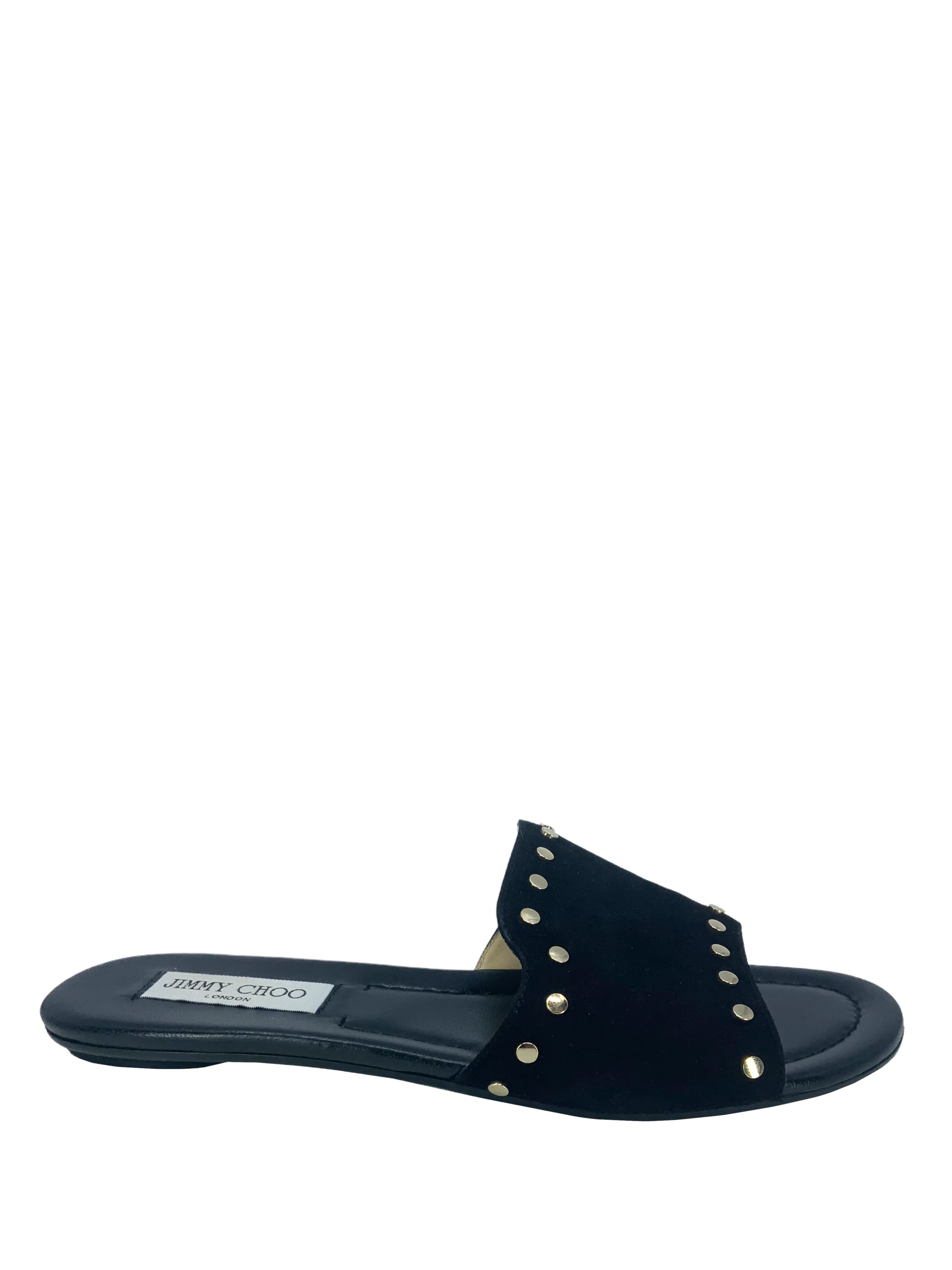 Jimmy Choo Nanda Studded Suede Flat Slide Size 9.5