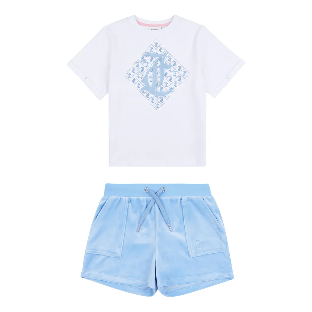 Juicy Couture Diamond Velour Tee/Short Set Junior