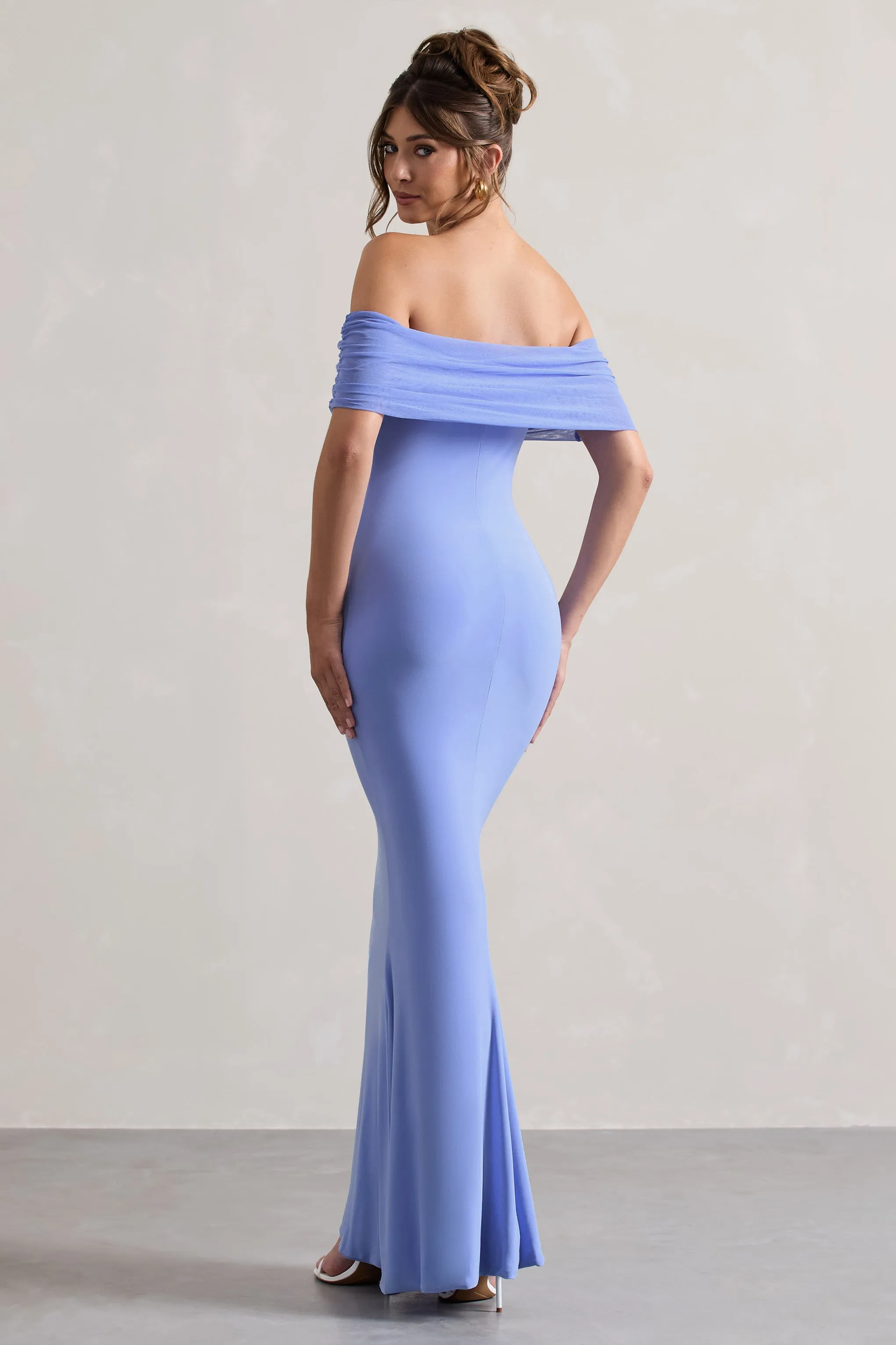 Kiana | Pale Blue Bardot Maxi Dress