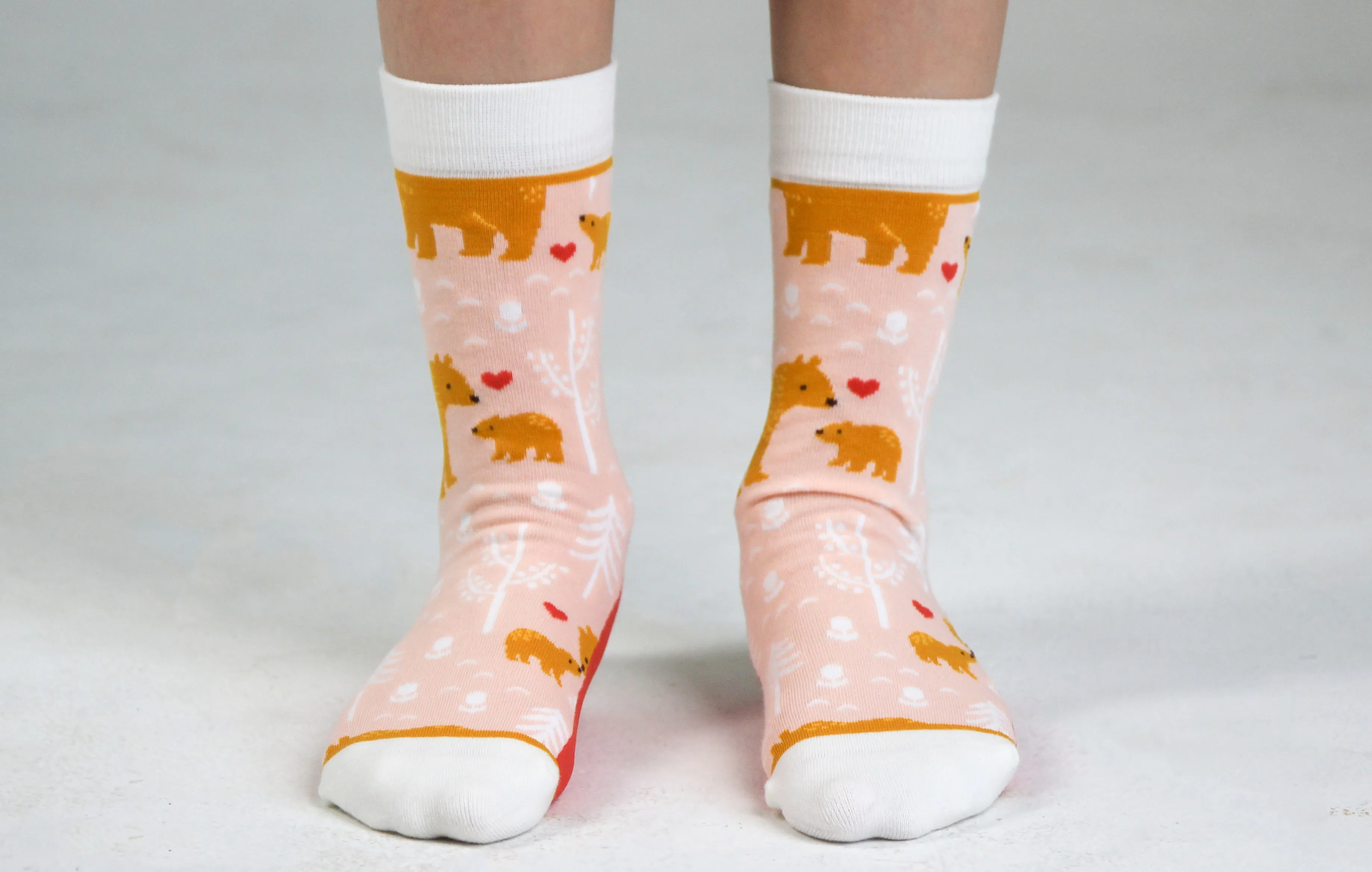 Kids' Cotton Crew Socks, Bear Cub