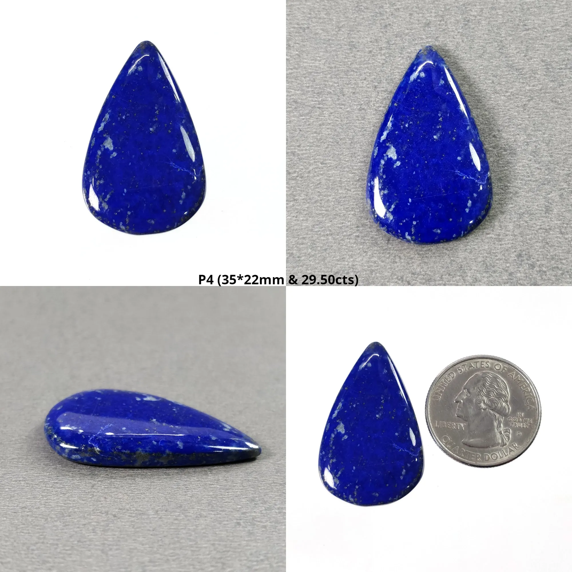 LAPIS LAZULI Gemstone Cabochon : Natural Untreated Blue Lapis Pear Shape 1pcs