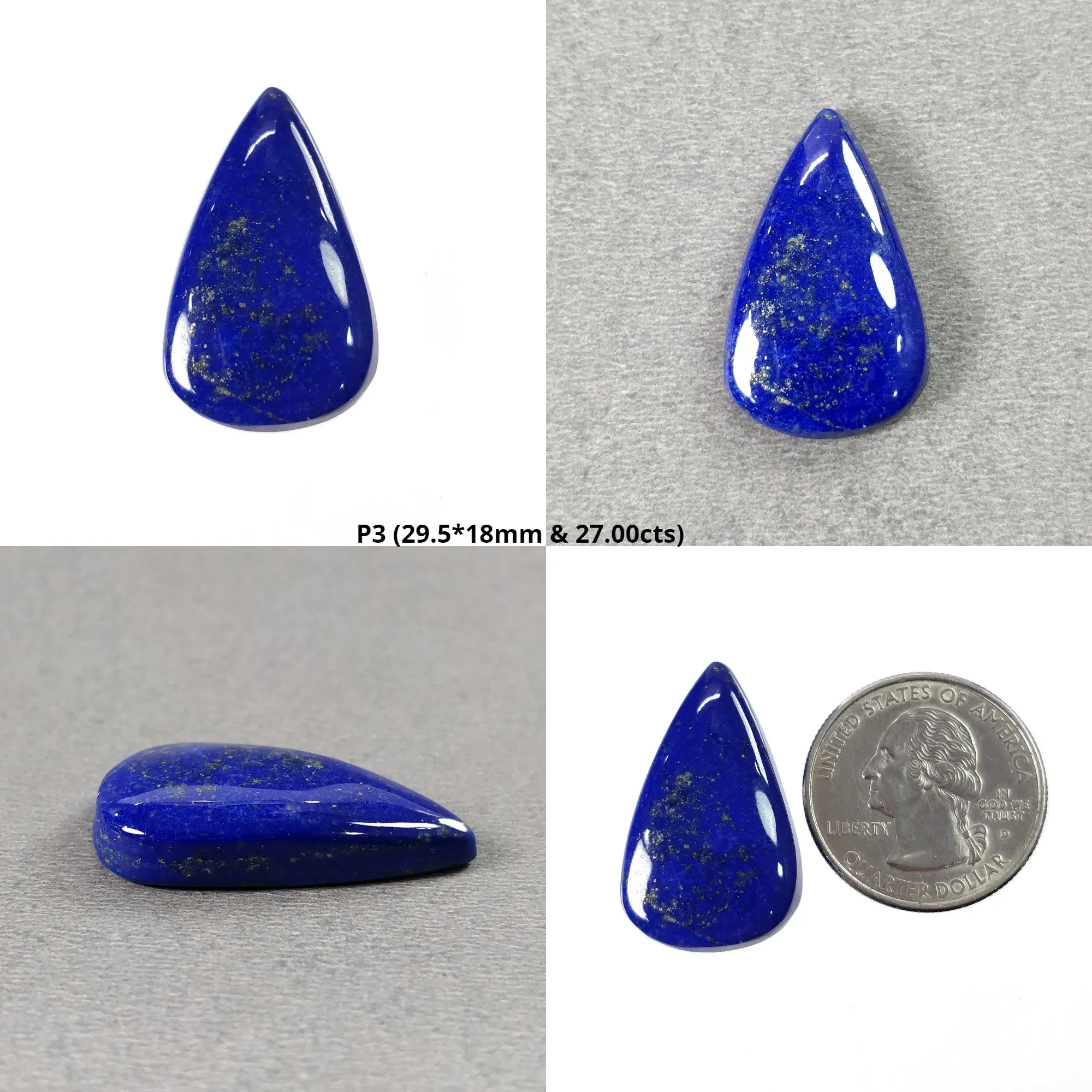 LAPIS LAZULI Gemstone Cabochon : Natural Untreated Blue Lapis Pear Shape 1pcs