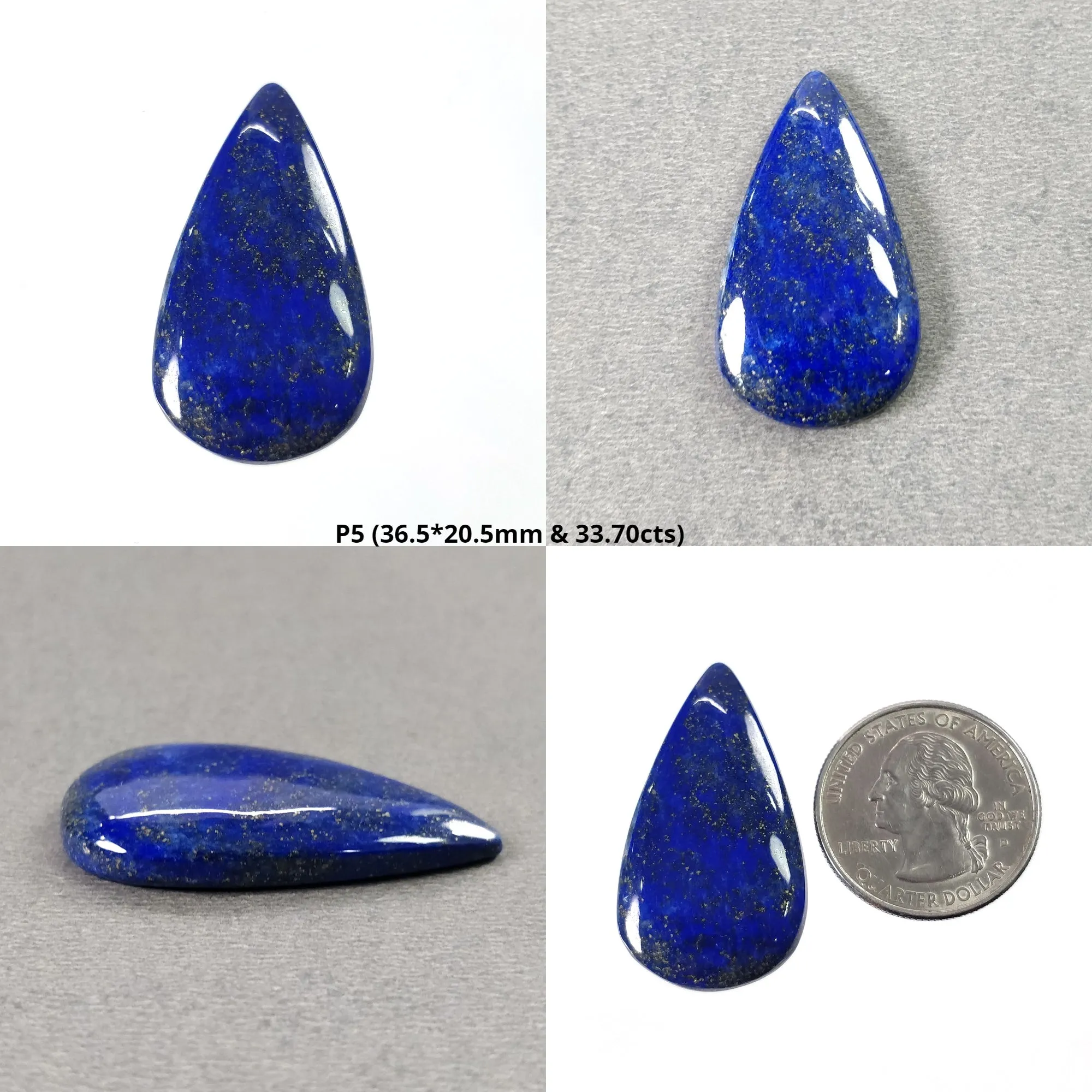 LAPIS LAZULI Gemstone Cabochon : Natural Untreated Blue Lapis Pear Shape 1pcs