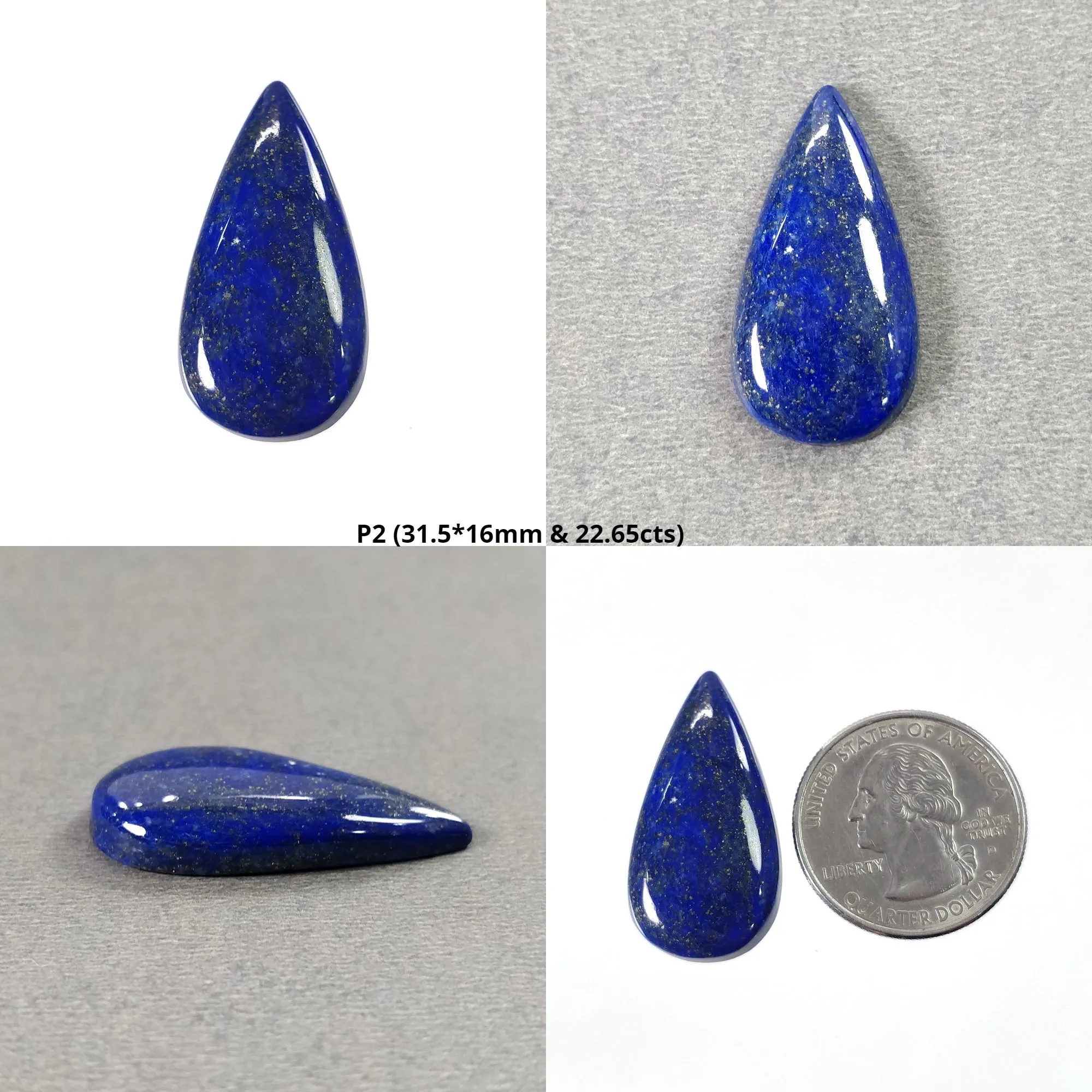 LAPIS LAZULI Gemstone Cabochon : Natural Untreated Blue Lapis Pear Shape 1pcs