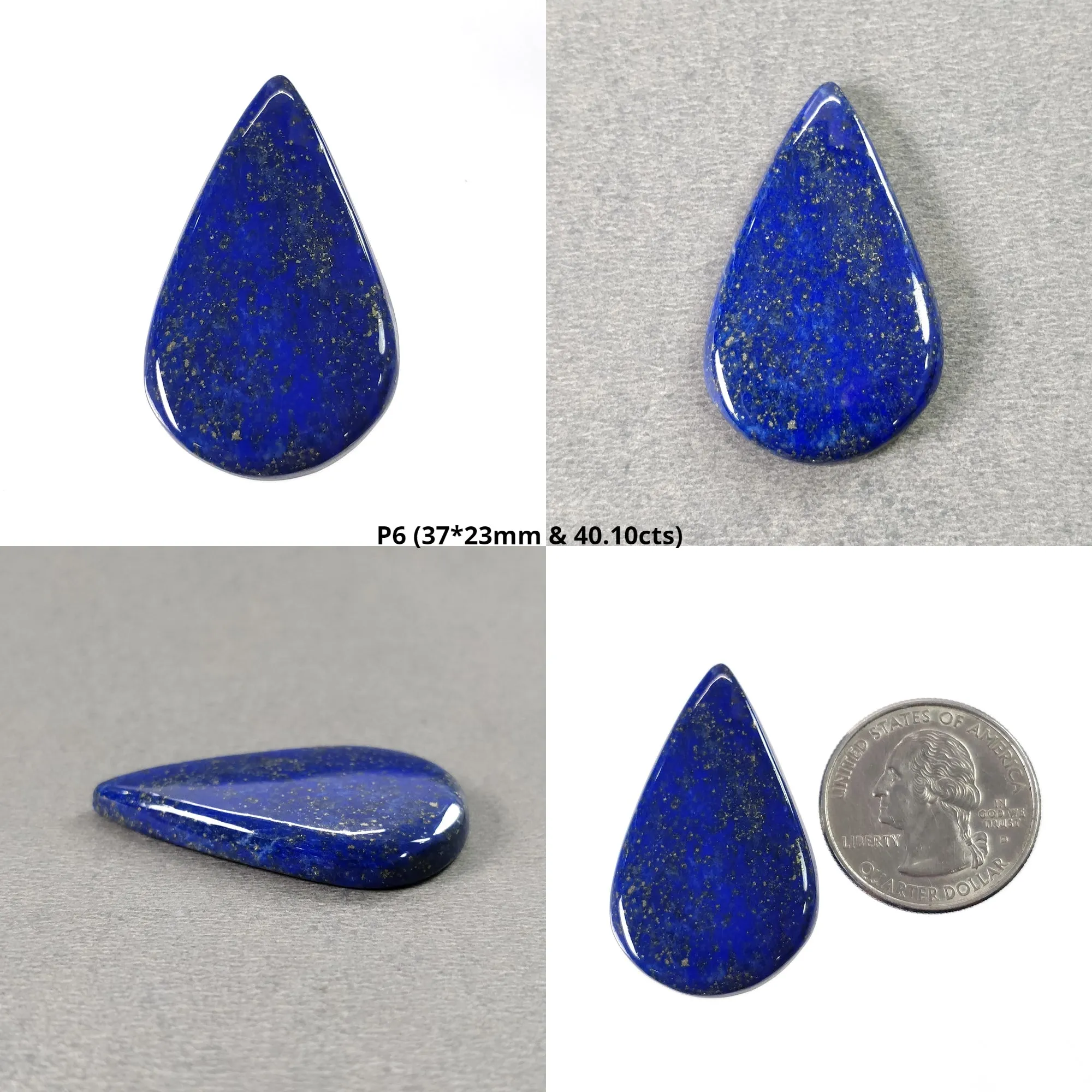 LAPIS LAZULI Gemstone Cabochon : Natural Untreated Blue Lapis Pear Shape 1pcs