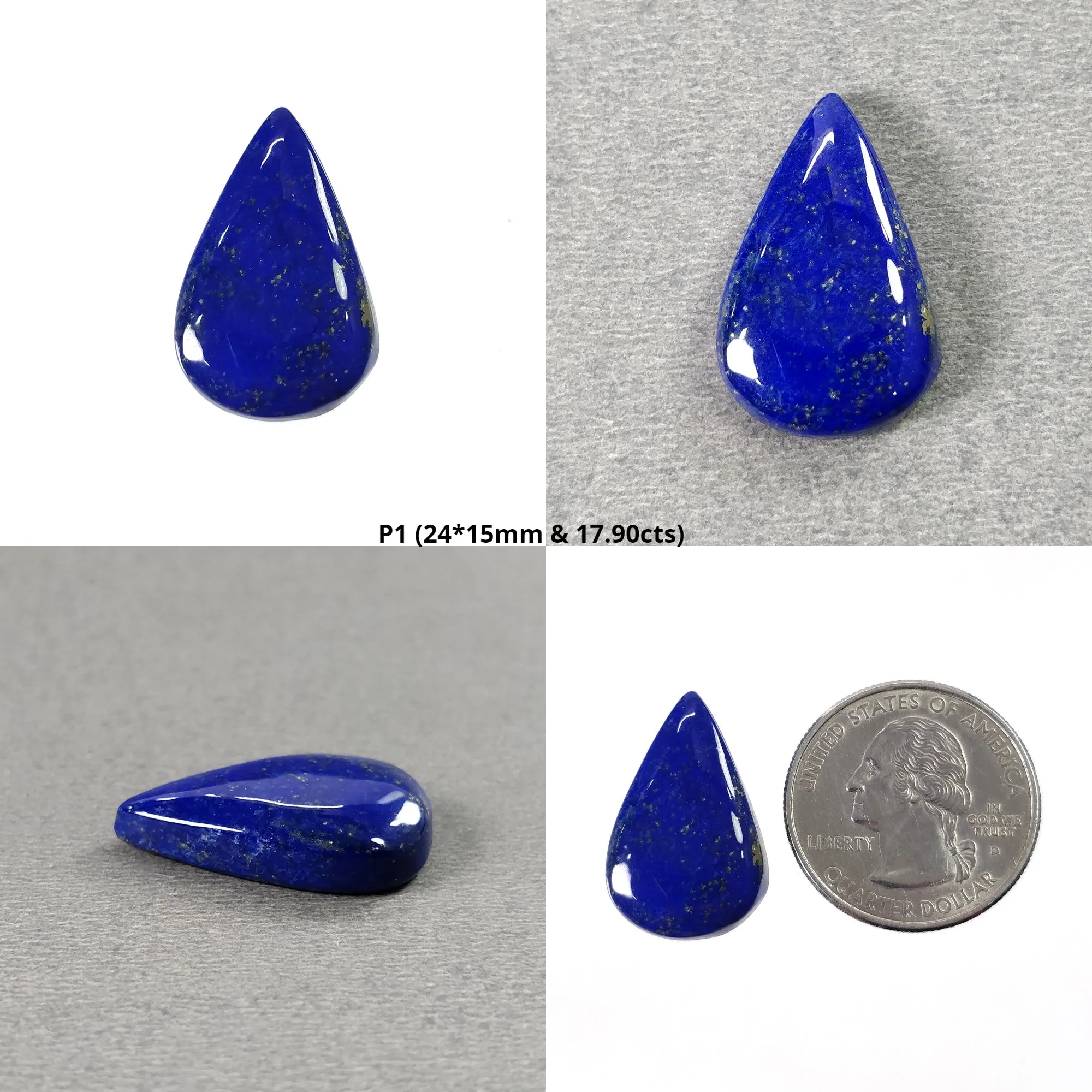 LAPIS LAZULI Gemstone Cabochon : Natural Untreated Blue Lapis Pear Shape 1pcs