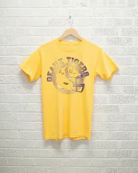 LSU Tigers Helmet Circle Gold Thrifted Tee