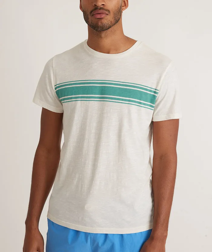 Marine Layer SLUB CHEST STRIPE TEE-WHITE