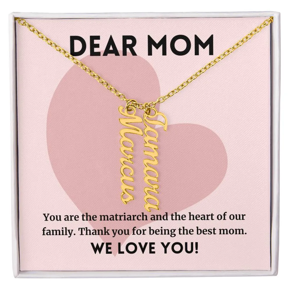 Matriarch And Heart Of Our Family, To Mom Gift, Custom Multi Children Name Necklace