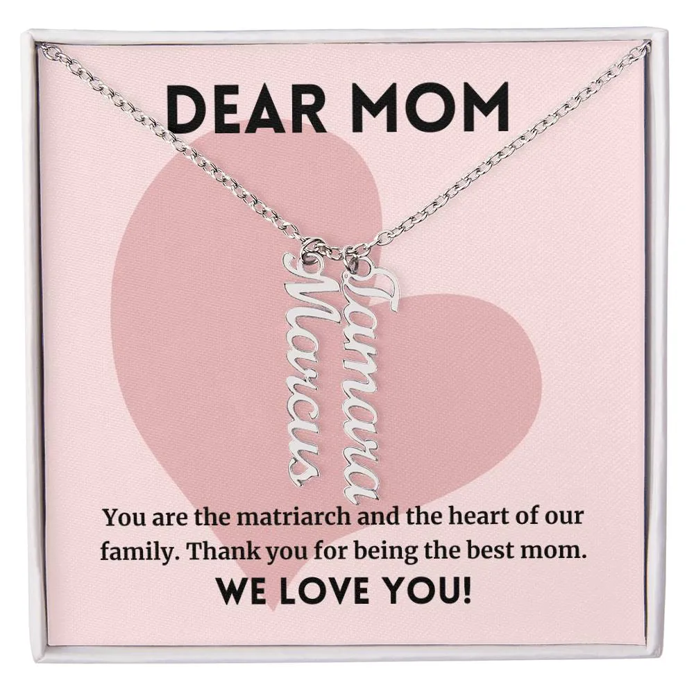 Matriarch And Heart Of Our Family, To Mom Gift, Custom Multi Children Name Necklace