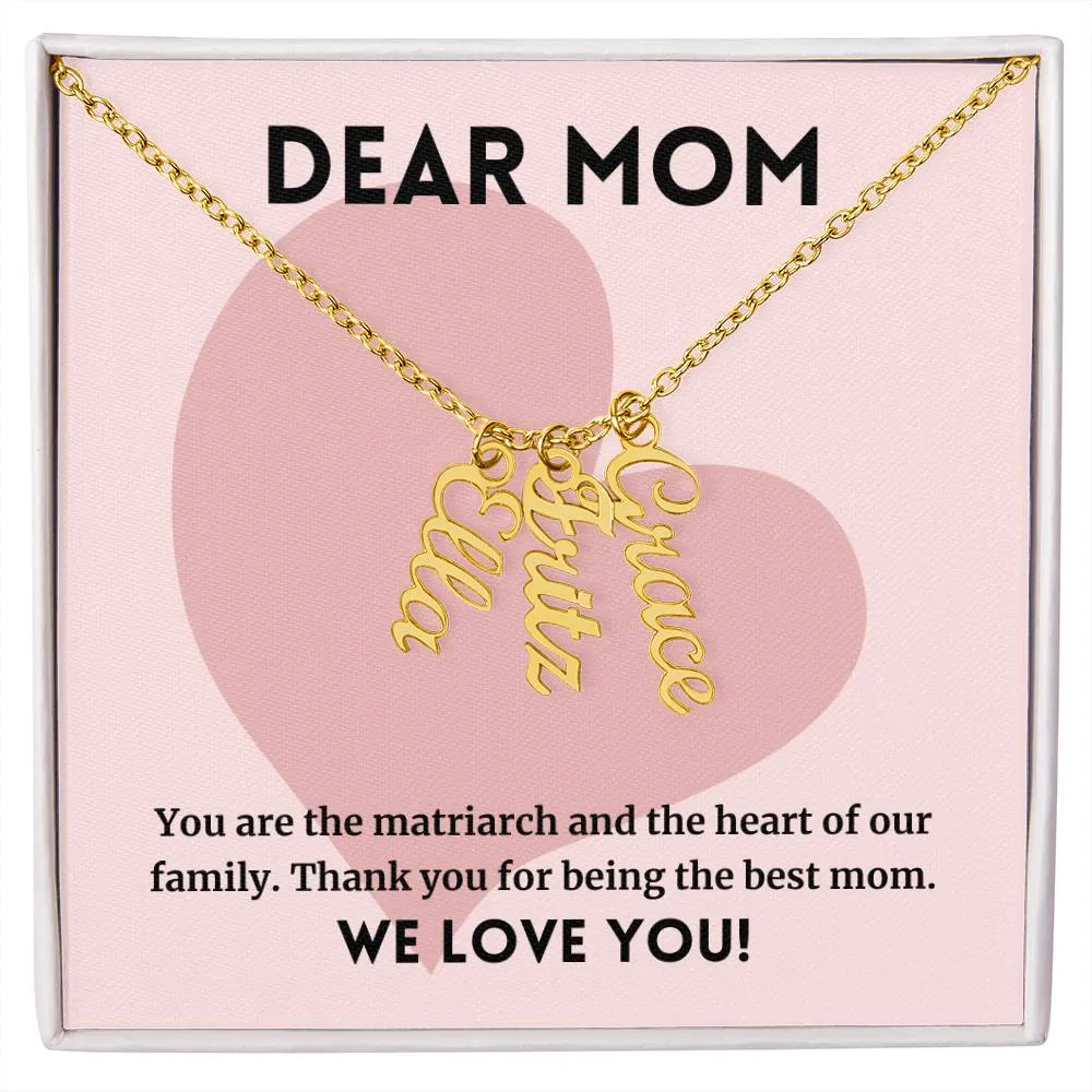 Matriarch And Heart Of Our Family, To Mom Gift, Custom Multi Children Name Necklace