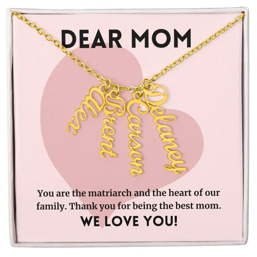 Matriarch And Heart Of Our Family, To Mom Gift, Custom Multi Children Name Necklace