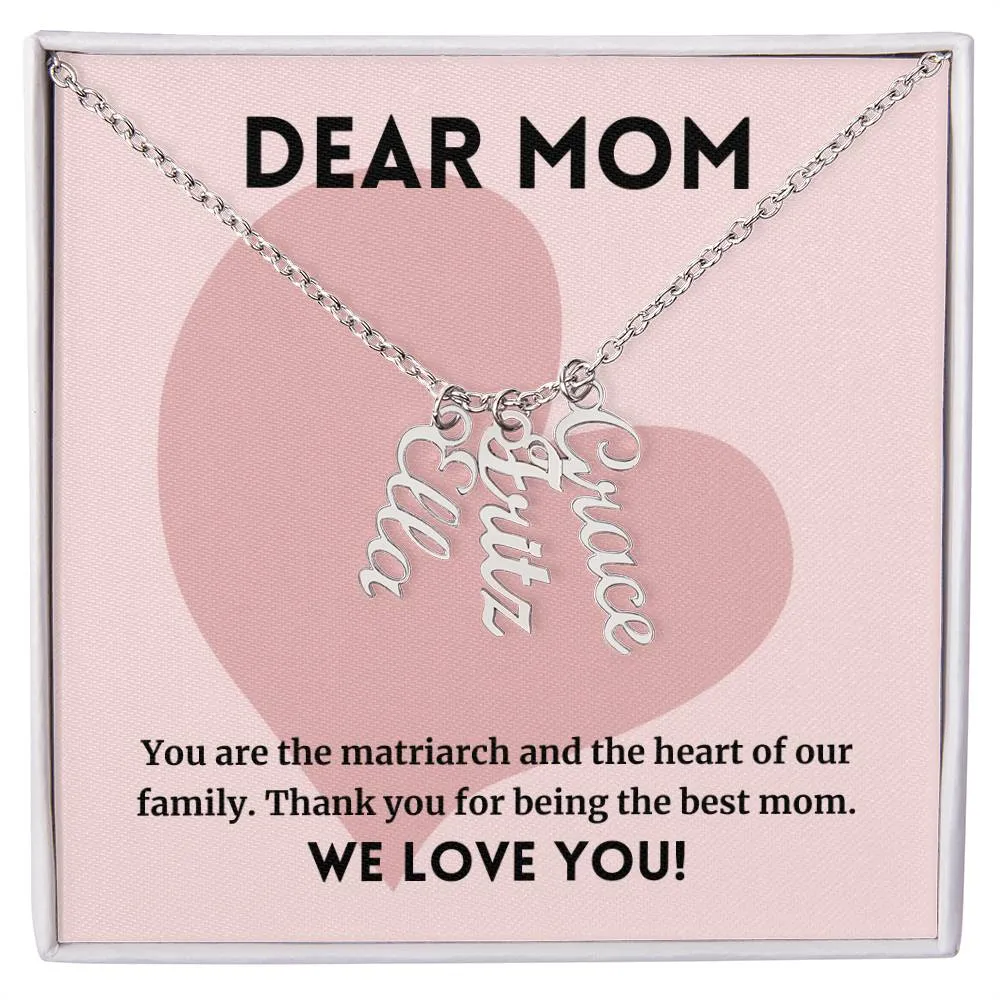 Matriarch And Heart Of Our Family, To Mom Gift, Custom Multi Children Name Necklace