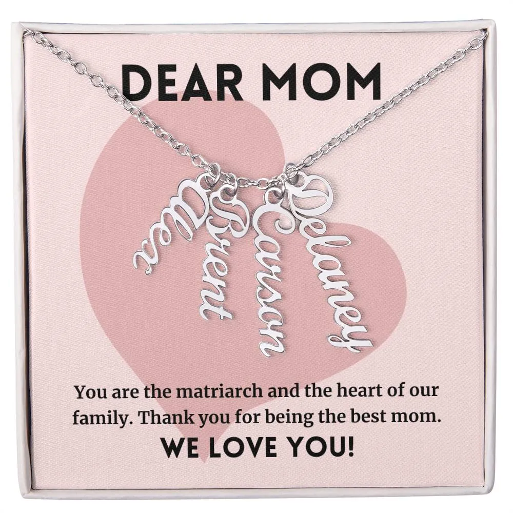 Matriarch And Heart Of Our Family, To Mom Gift, Custom Multi Children Name Necklace