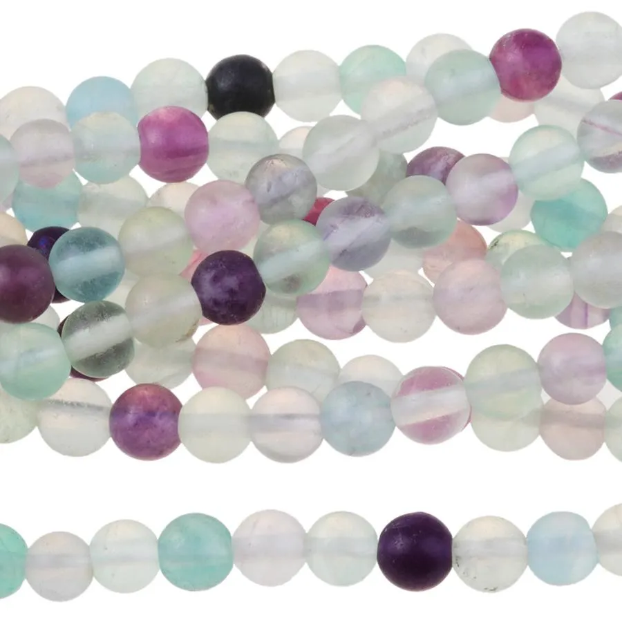 MATTE Fluorite 4mm Round - 8-Inch