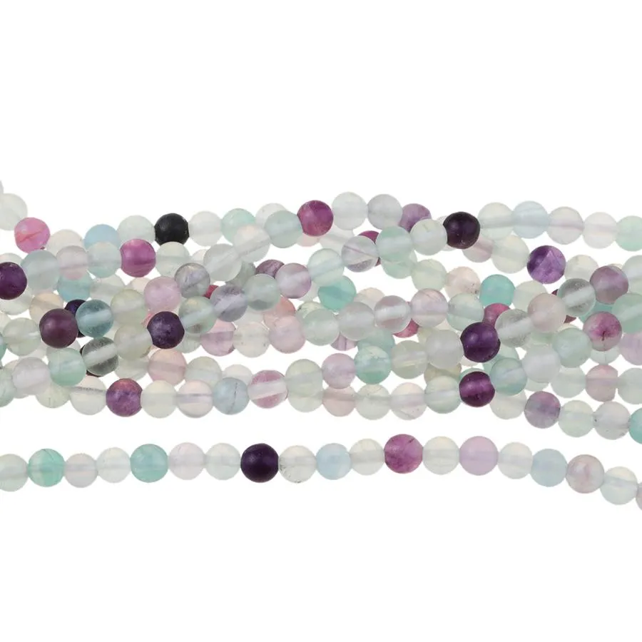 MATTE Fluorite 4mm Round - 8-Inch