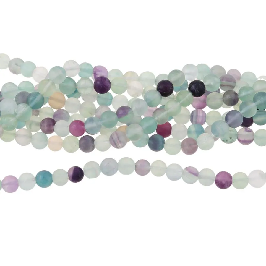 MATTE Fluorite 6mm Round - 8-Inch