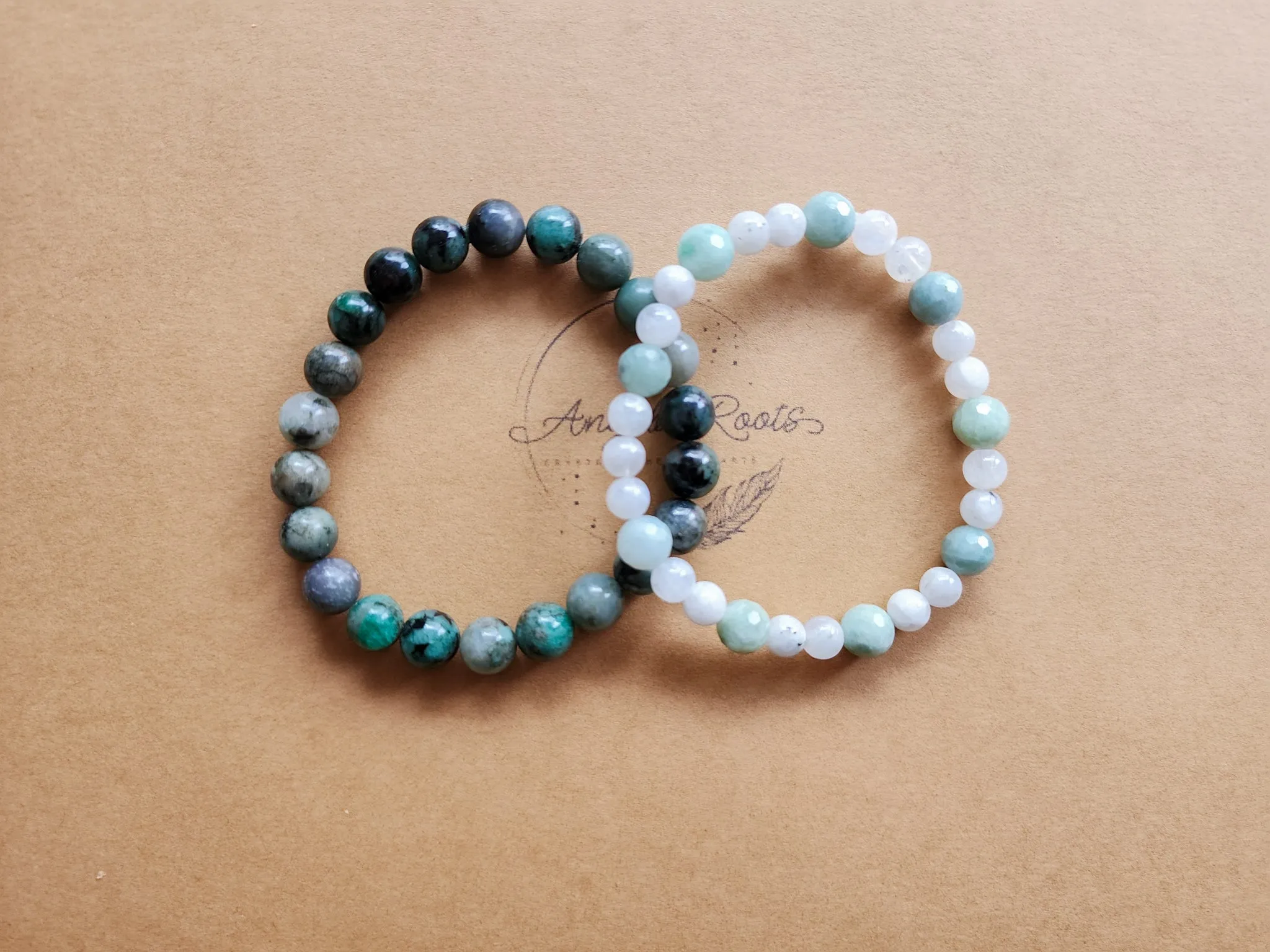 May Bracelet Stack || Emerald, Amazonite & Moonstone Beaded Bracelet || Reiki Infused