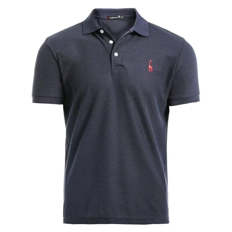 Men's Deer Embroidery Cotton Polo Shirt