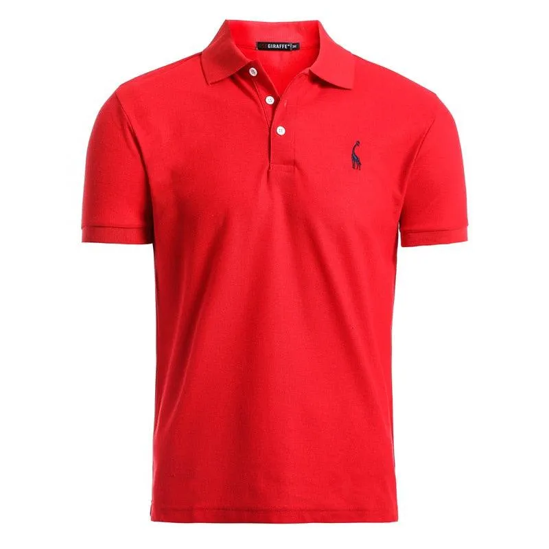 Men's Deer Embroidery Cotton Polo Shirt