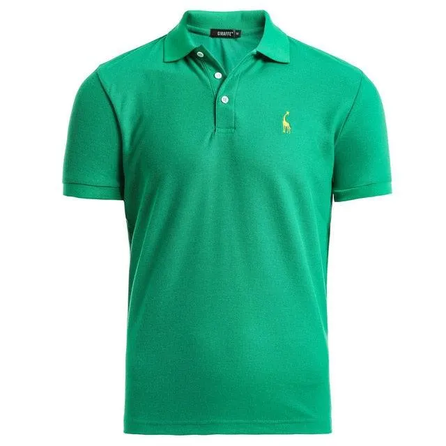 Men's Deer Embroidery Cotton Polo Shirt