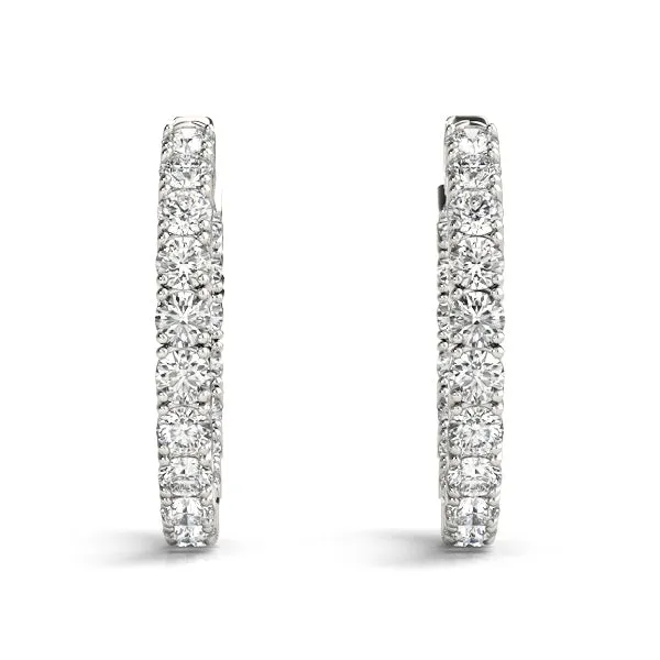 MOON 7 Carat Diamond Eternity Hoop Earrings 1 Inch in 14K White Gold 4 prong set 50 pointer Round Brilliant F Color VS1 Clarity 30mm BY MIKE NEKTA