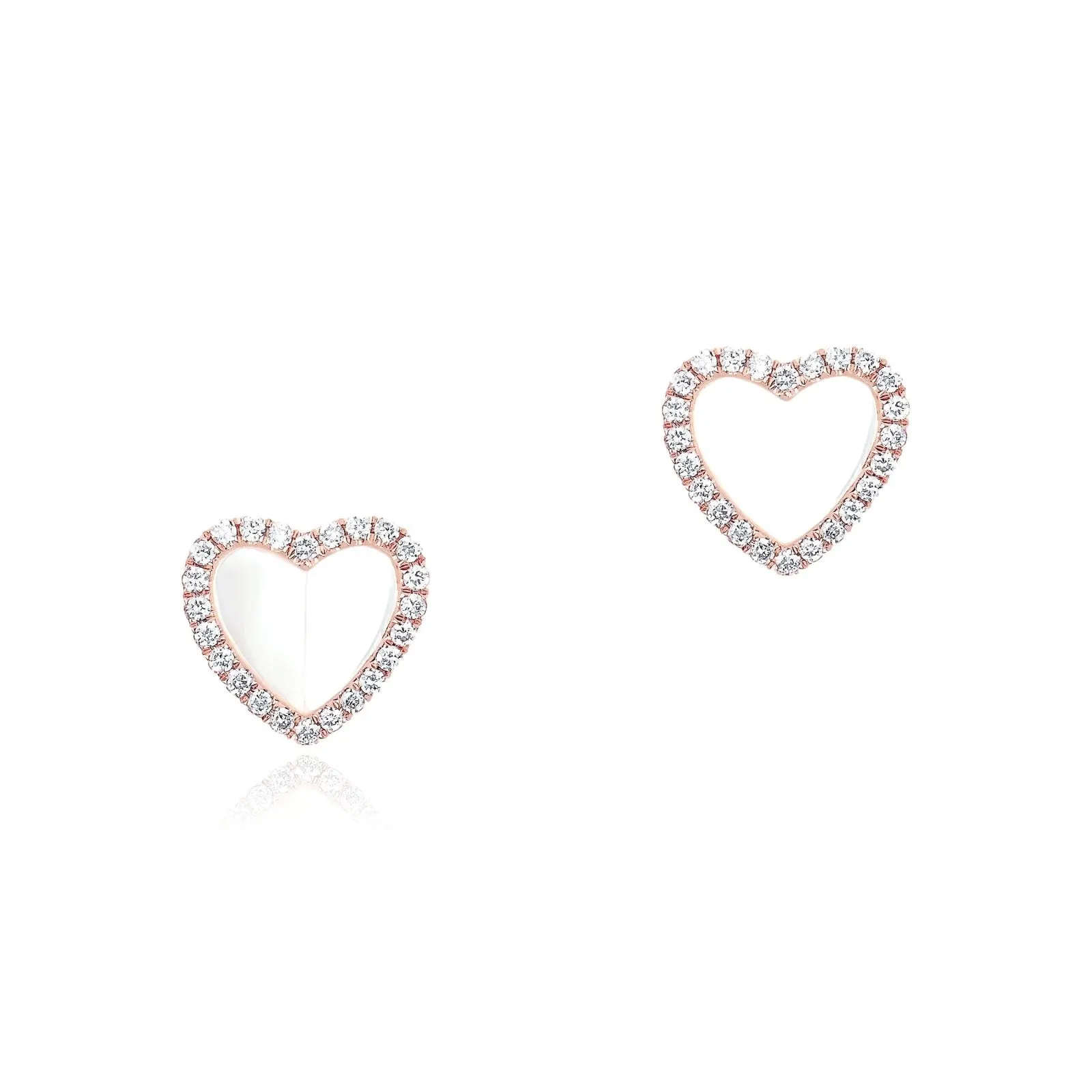 Mother of Pearl Heart with Diamond Halo Earrings