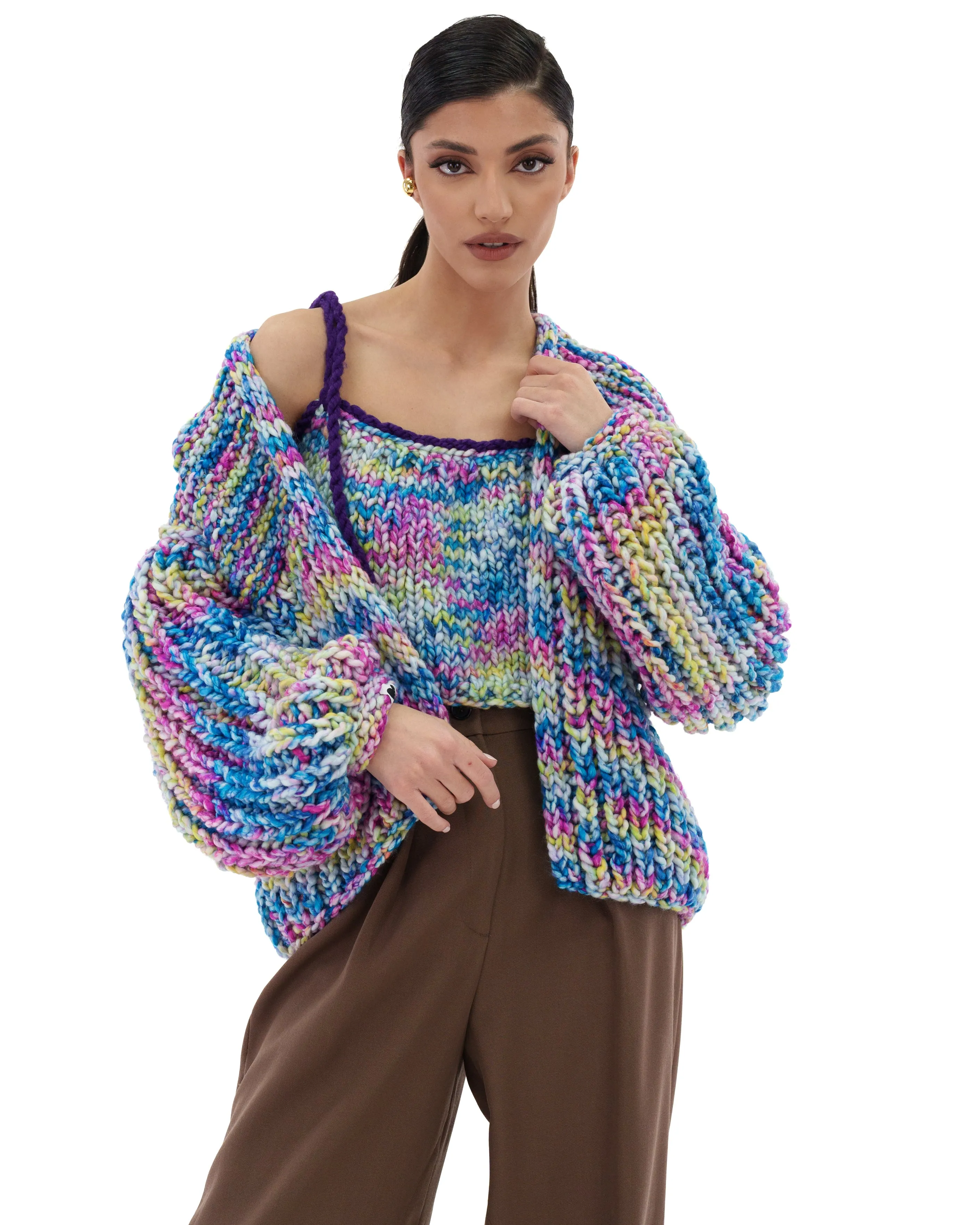 Multicolor Balloon Cardigan