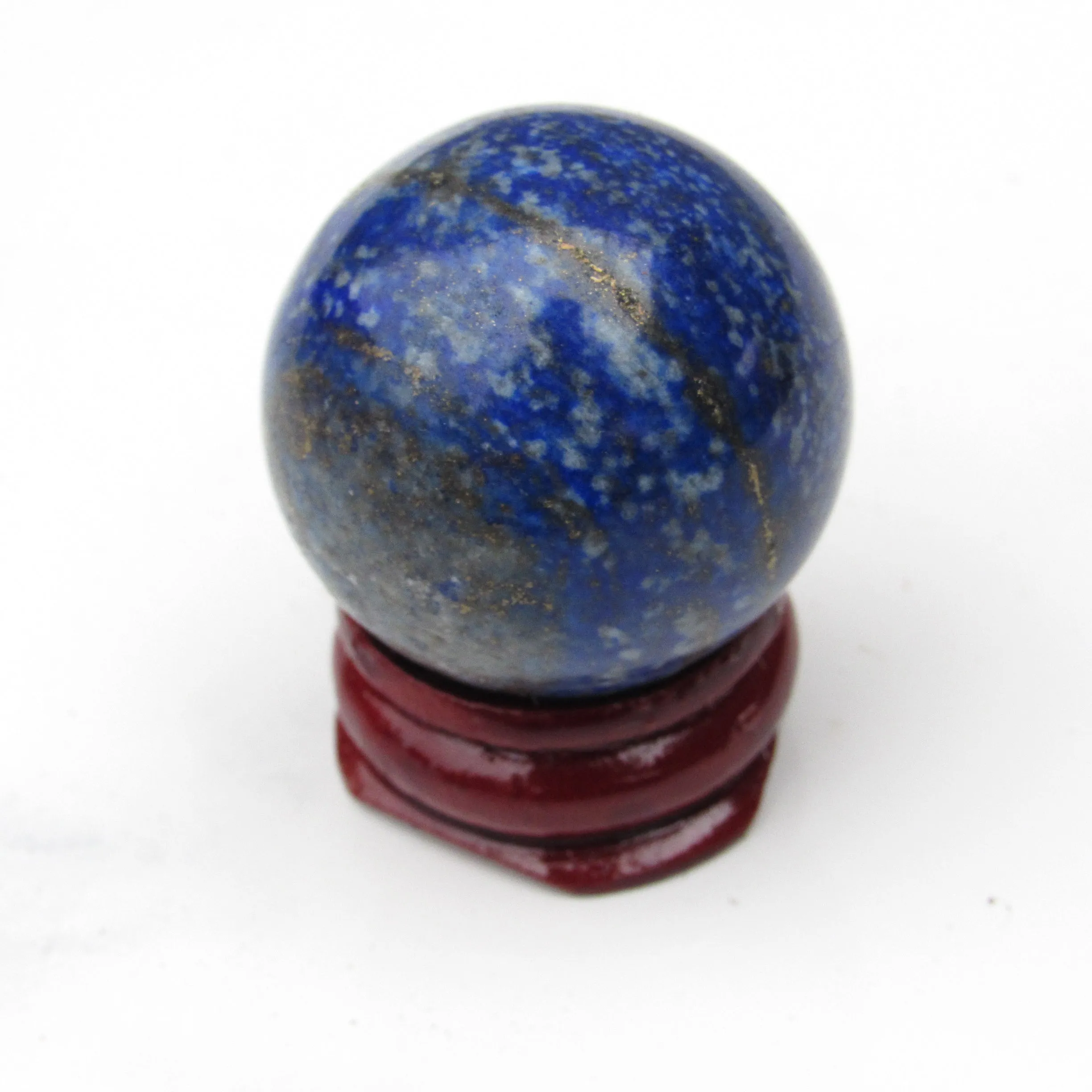 Natural lapis lazuli crystal gemstone semiprecious sphere with stand