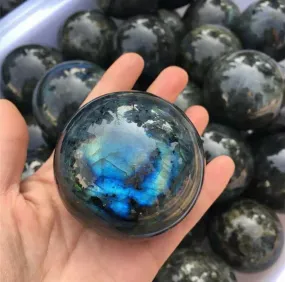 Natural Rainbow Labradorite  Healing Crystal Ball